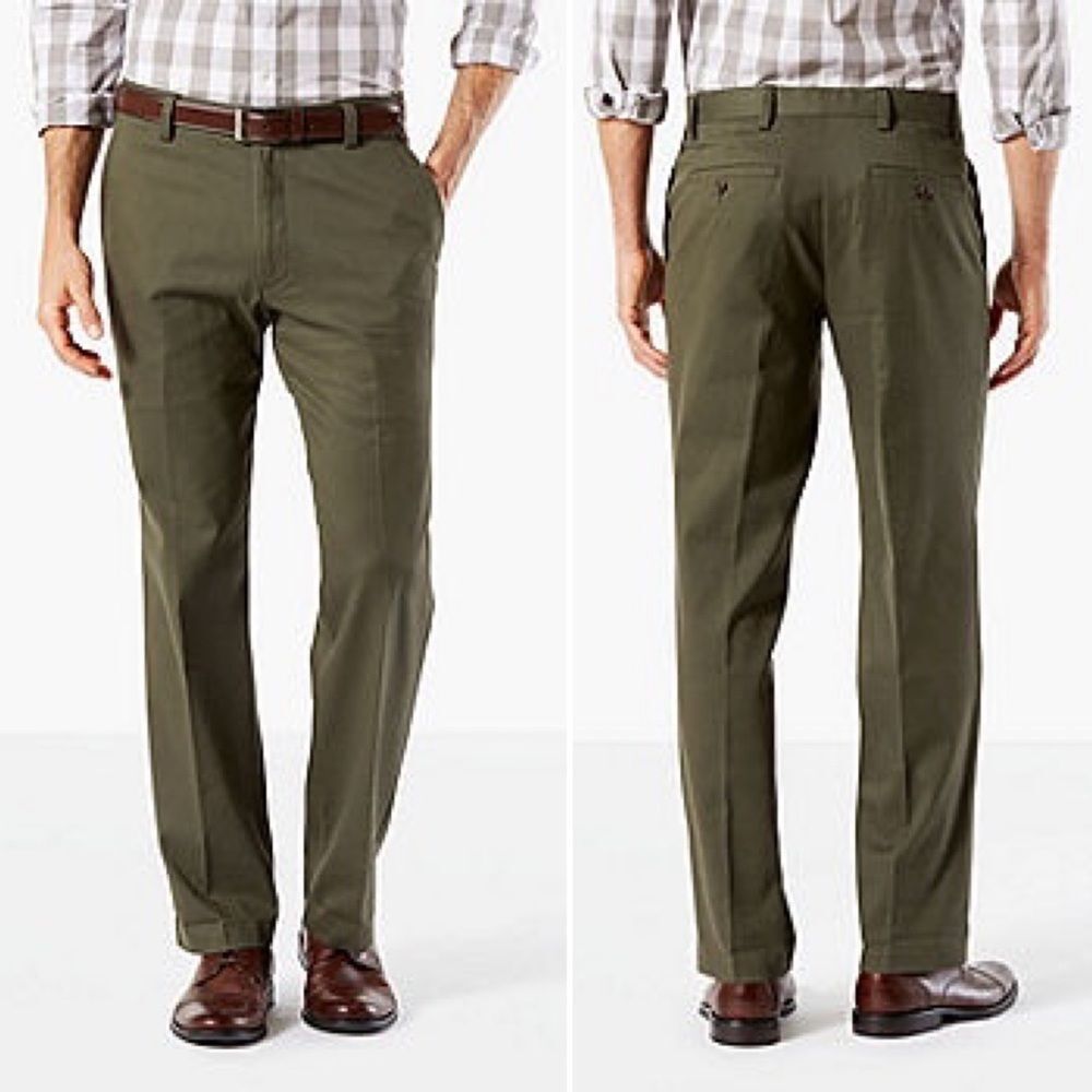 NWT Dockers Easy Khaki Classic Fit Flat Front Pant Olive Grove Men’s Size 34x29